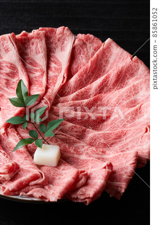 Japanese beef shoulder loin sliced for sukiyaki Japanese beef shoulder loin sliced for sukiyaki 85861052