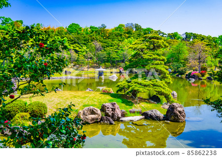 Japanese garden in the fresh green Expo Park 85862238