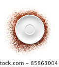 Coffee powder with saucer on white background 85863004