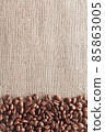 Coffee beans on burlap background 85863005