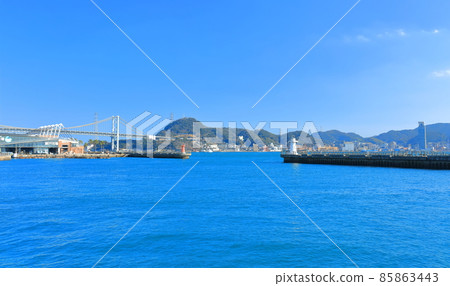 [山口縣]晴下的下關唐戶市場和關門橋 85863443