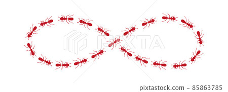 Ants path shaping infinity sign. Ant trail isolated in white background. Vector illustration Ants path shaping infinity sign. Ant trail isolated in white background. Vector illustration 85863785