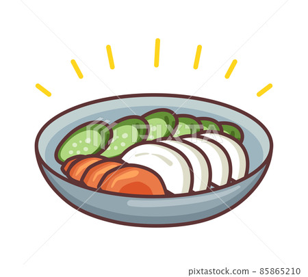 盤中醃麩的插圖（帶線條） 85865210