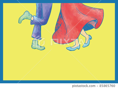 Retro summer illustrations, two people running up to each other, a good friend, a walk, a lover, a romance, a love date Retro summer illustrations, two people running up to each other, a good friend, a walk, a lover, a romance, a love date 85865760
