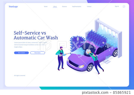 Self-service, automated car wash isometric landing Self-service, automated car wash isometric landing 85865921
