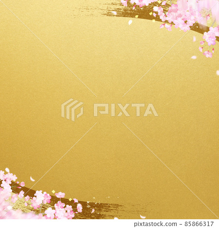 櫻花和金箔的日式背景 85866317