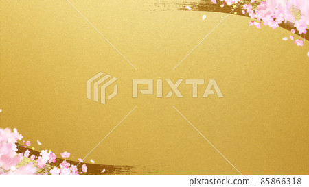 櫻花和金箔的日式背景 85866318