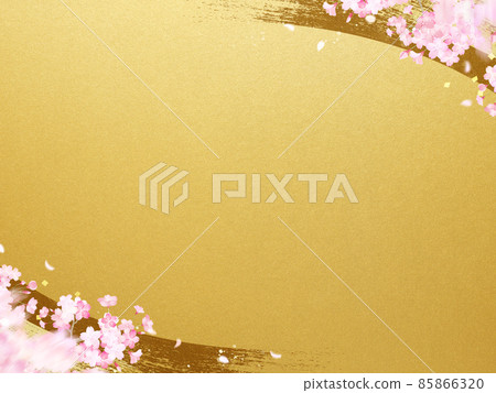 櫻花和金箔的日式背景 85866320