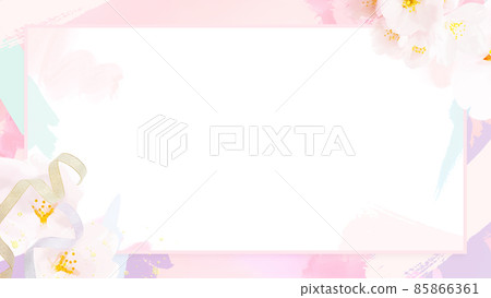 Flower and ribbon frame material - Stock Illustration [85866361] - PIXTA