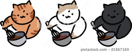 Cat mixing chocolate 85867169