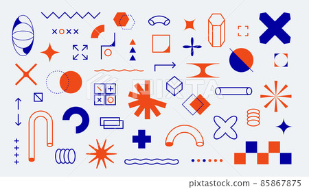 Memphis trendy symbols. Abstract geometric hipster shapes and figures. Vector set design illustration graphical banner Memphis trendy symbols. Abstract geometric hipster shapes and figures. Vector set design illustration graphical banner 85867875