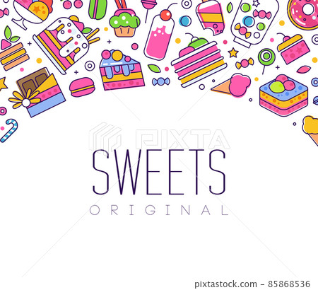Sweets and Cake Dessert Advertising Banner Vector Template 85868536