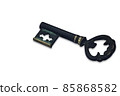Isolated vintage old door key on white background 85868582