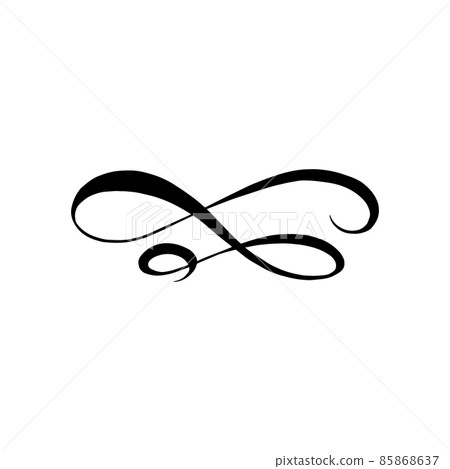 Handwritten curl or feather stroke underline vector illustration isolated. 85868637