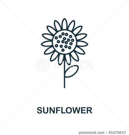Sunflower icon. Line element from farming collection. Linear Sunflower icon sign for web design, infographics and more. Sunflower icon. Line element from farming collection. Linear Sunflower icon sign for web design, infographics and more. 85870637