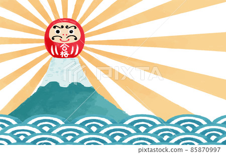 考試支援:富士山頂路過的紅色達摩人偶插圖 考試支援:富士山頂路過的紅色達摩人偶插圖 85870997