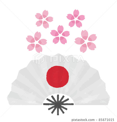 Sakura and Hinomaru fan illustration 85871015
