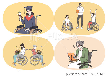 Lifestyle of wheelchair people concept 85871616