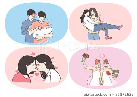 Lgbt lesbians and gays couple concept. 85871622