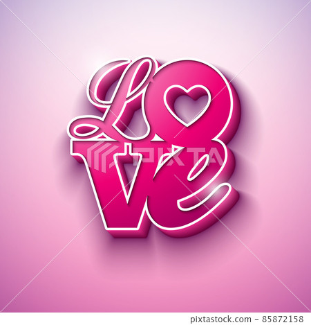 Happy Valentines Day Design with 3d Love... - Stock Illustration ...