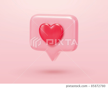 3d cartoon heart message icon 3d cartoon heart message icon 85872780