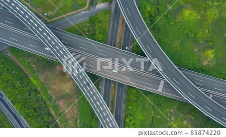 Highway junction aerial view 85874220