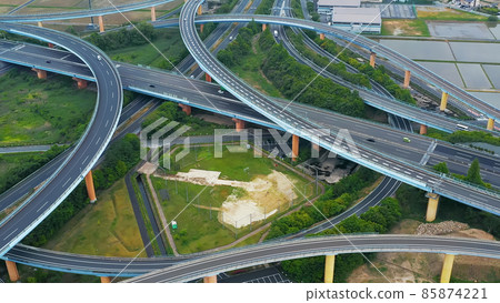 Highway junction aerial view 85874221