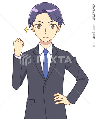 一個男人穿著西裝發揮膽量的姿勢 85874292