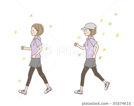 Illustration set of walking female 85874618
