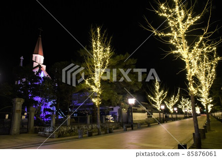 Little Kyoto Tsuwano Winter Illumination Night View 85876061