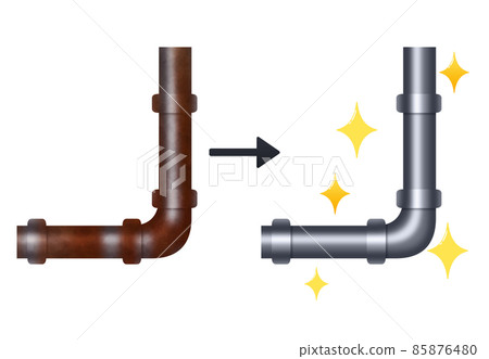 Illustration of water pipes Rust removal before and after real Illustration of water pipes Rust removal before and after real 85876480