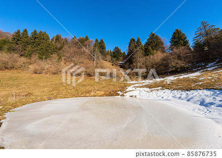 Small Frozen Lake for Cows on Lessinia Plateau - Veneto Italy 85876735
