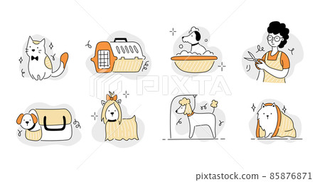 Pet grooming salon icon set. 85876871