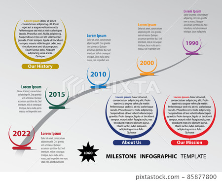Vector infographic template with milestones on company timeline Vector infographic template with milestones on company timeline 85877800
