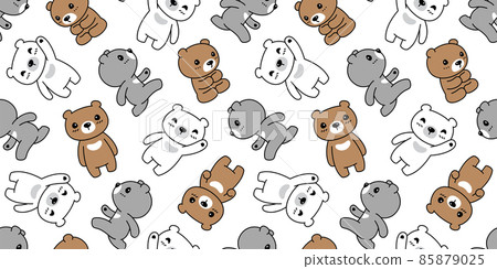 bear seamless pattern polar vector cartoon teddy tile background repeat wallpaper doodle illustration animal design scarf isolated 85879025