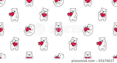 bear seamless pattern polar heart valentine vector teddy cartoon tile background  repeat wallpaper doodle illustration pet design scarf isolated 85879027
