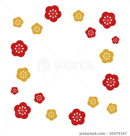 梅花框方形紅黃 85879167