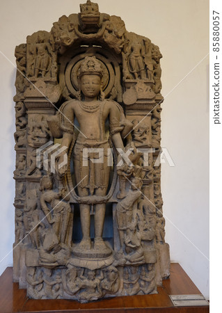 Stone relief of Hindu god Vishnu in the National Museum of India in New Delhi 85880057