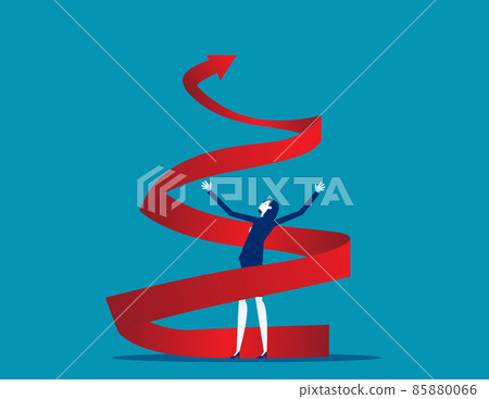 Increase career and personal improvement visualization with upward spiral arrow. Growth spiral vector illustration Increase career and personal improvement visualization with upward spiral arrow. Growth spiral vector illustration 85880066
