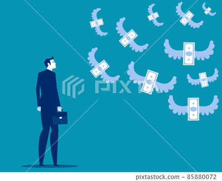 Flying cash banknotes. Economic crisis effect with business failure and bank credit problems 85880072