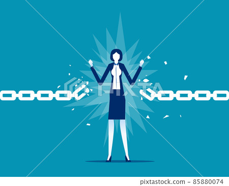 Abstract breaking chains metaphor symbol. Break free concept Abstract breaking chains metaphor symbol. Break free concept 85880074