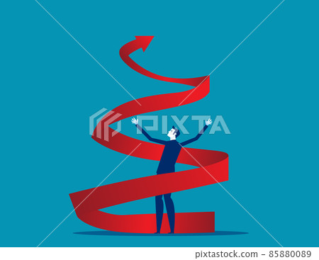 Increase career and personal improvement visualization with upward spiral arrow. Growth spiral vector illustration Increase career and personal improvement visualization with upward spiral arrow. Growth spiral vector illustration 85880089