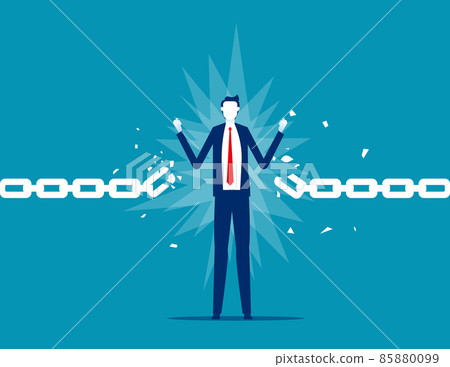 Abstract breaking chains metaphor symbol. Break free concept Abstract breaking chains metaphor symbol. Break free concept 85880099