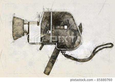 Illustration Sketch of a camera super 8 85880760