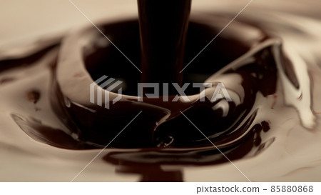 Detail of pouring melted chocolate. Detail of pouring melted chocolate. 85880868