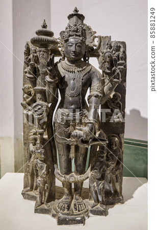 Black stone sculpture of Four Armed Vishnu in Jaipur, India Black stone sculpture of Four Armed Vishnu in Jaipur, India 85881249