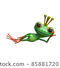 3D Illustration Princess Frog Lying 85881720