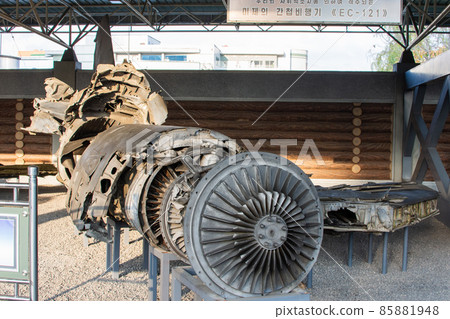 Shot down US Air Force aircraft in the Victorious War Museum in Pyongyang, North Korea 85881948