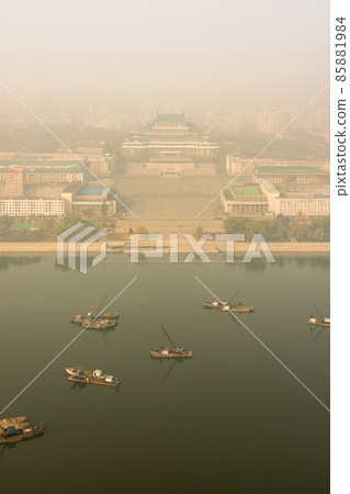 Aerial view of Kim Il-sung Square in Pyongyang, North Korea Aerial view of Kim Il-sung Square in Pyongyang, North Korea 85881984