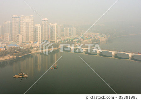 Pyongyang skyline with new Changjon Apartment Complex in Pyongyang, North Korea 85881985